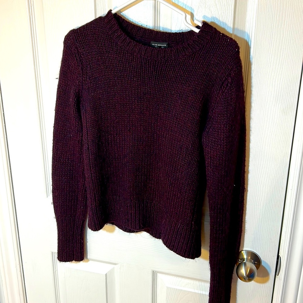 Sold - Size small club, Monaco wool and alpaca blend maroon knit sweater - Picture 1 of 5